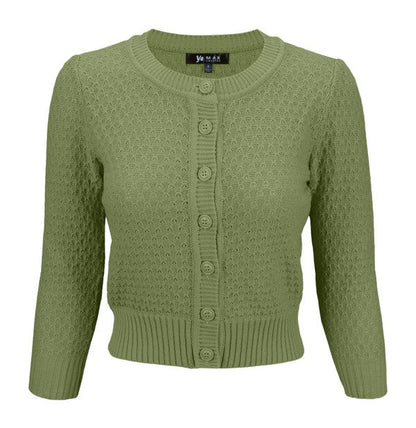 3/4 Sleeve Cute Pattern Cropped Cardigan Sweater Shop Style & More | Fresh Looks, Everyday Deals & Free Shipping