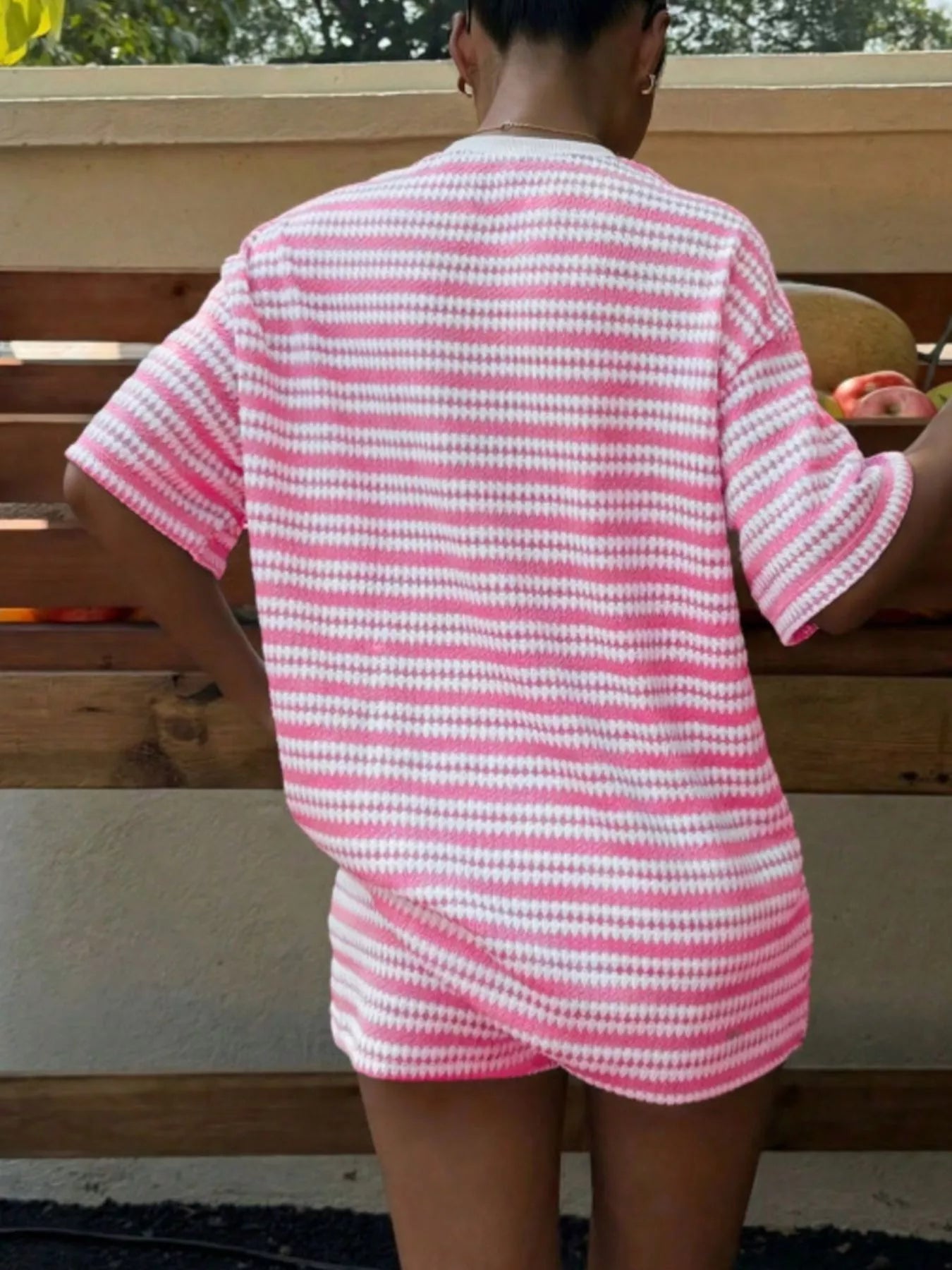 Striped Short Sleeve Top and Shorts Set New Era Fashion LLc