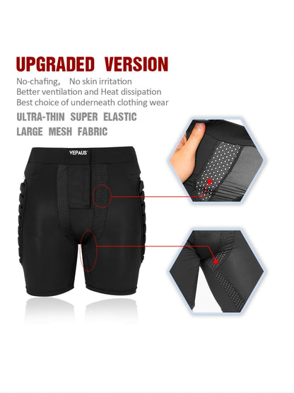 VEPAUS Breathable 3D Padded Shorts for Ice Hockey, Snowboarding, Gymnastics, Roller Skating - Moisture Wicking, Flexible, High Stretch Polyester Knit Fabric, Regular Fit, Four Seasons Sports Gear NovaCart