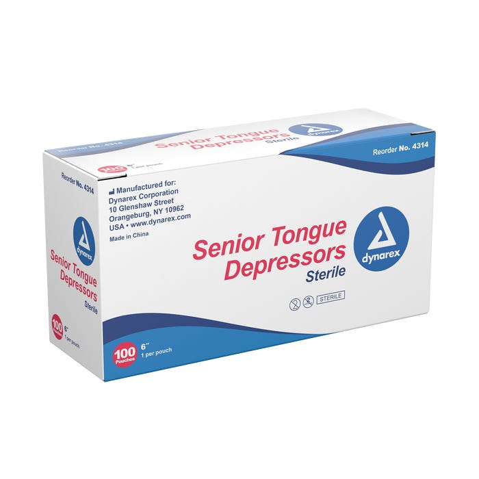 Dynarex Tongue Depressor, Senior, Sterile 6" - Box of 100 quakekits.com