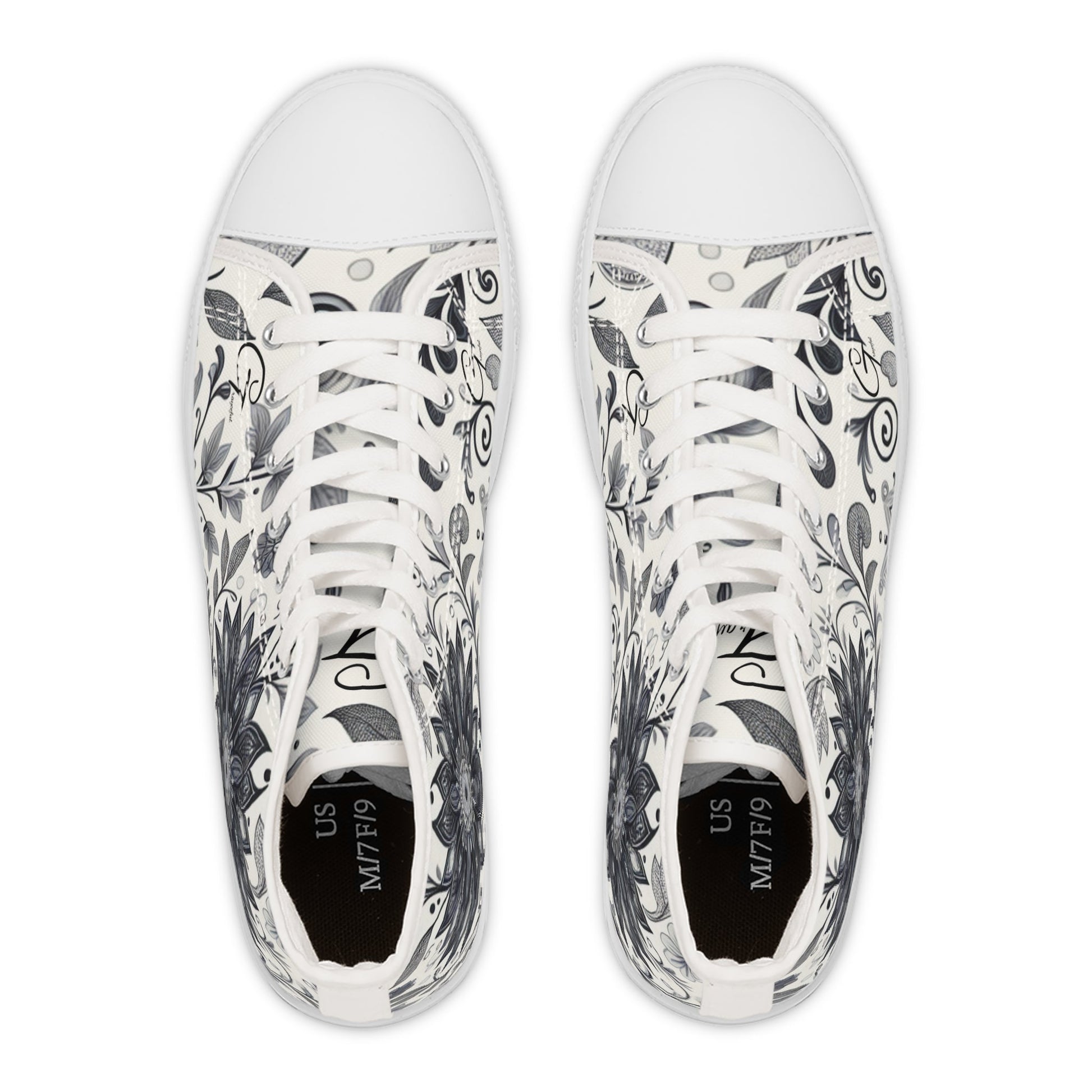 Elegant Floral Women's High Top Sneakers | Stylish Footwear for All Occasions, Casual Wear, Unique Gifts, Trendy Sneakers, Fashion Footwear Grayceful LLC