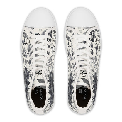 Elegant Floral Women's High Top Sneakers | Stylish Footwear for All Occasions, Casual Wear, Unique Gifts, Trendy Sneakers, Fashion Footwear Grayceful LLC