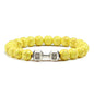 Gym Dumbbells Beads Bracelet Natural Stone Barbell Energy Weights Bracelets for Women Men Couple Pulsera Wristband Jewelry Gift