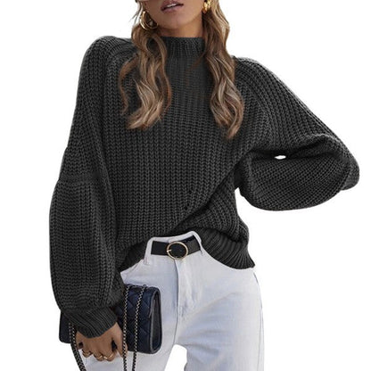 Women's Long Sleeve Mock Neck Loose Fit Sweater Shop Style & More | Fresh Looks, Everyday Deals & Free Shipping