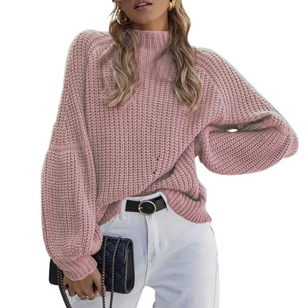 Women's Long Sleeve Mock Neck Loose Fit Sweater Shop Style & More | Fresh Looks, Everyday Deals & Free Shipping