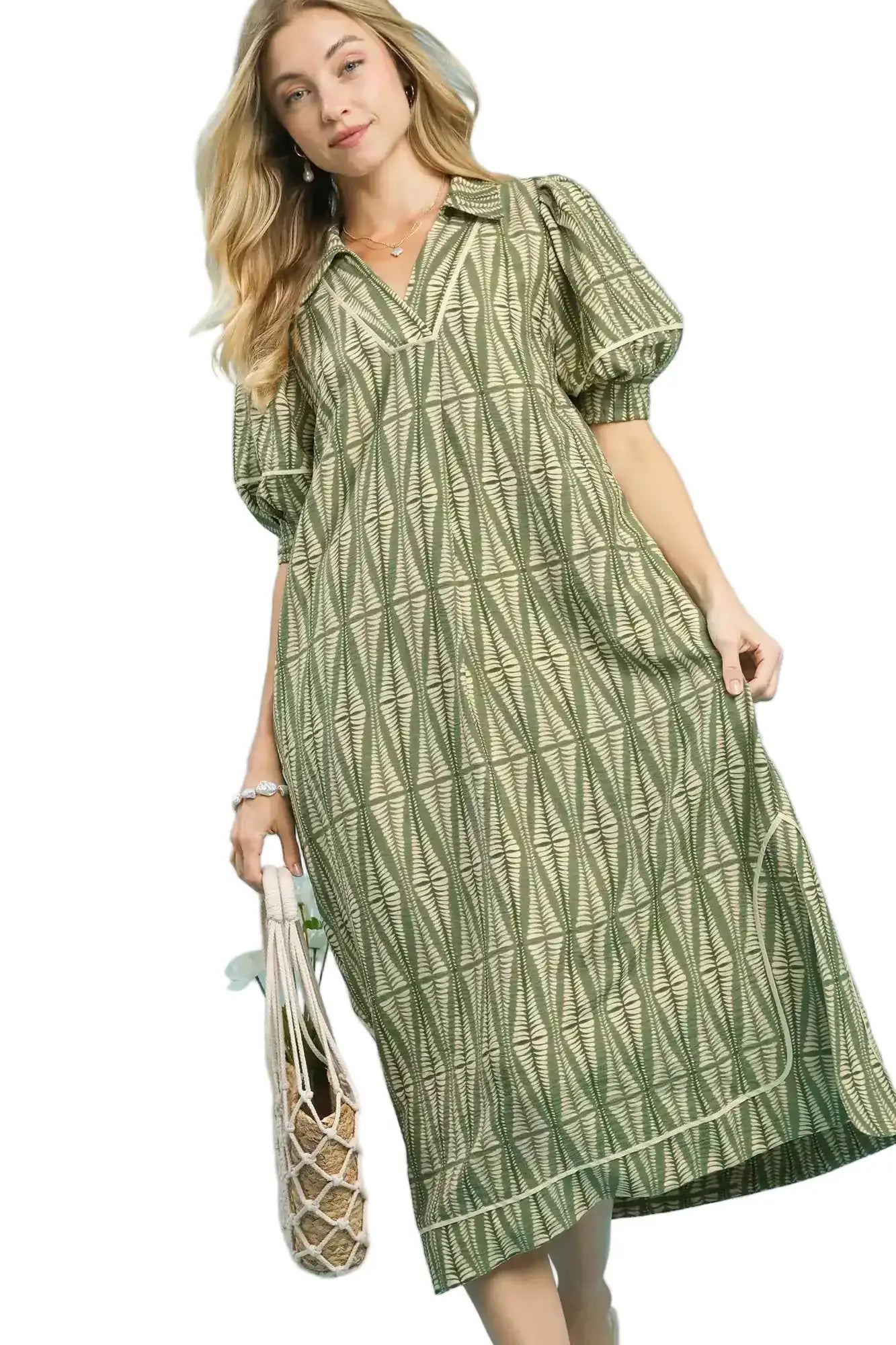 Umgee Geometric Print Midi Dress West2East Surf
