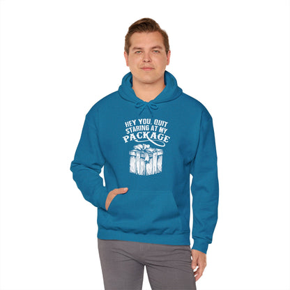 Hey You Quit Staring At My Package Hooded Sweatshirt The Devil's Pickle