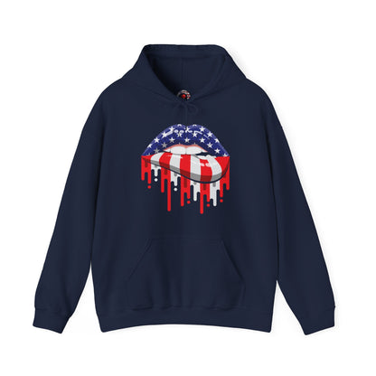 American Flag Lips Hooded Sweatshirt The Devil's Pickle