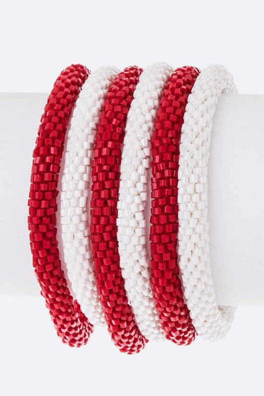 Red White Nepal Roll On Bracelet Set Shop Style & More | Fresh Looks, Everyday Deals & Free Shipping