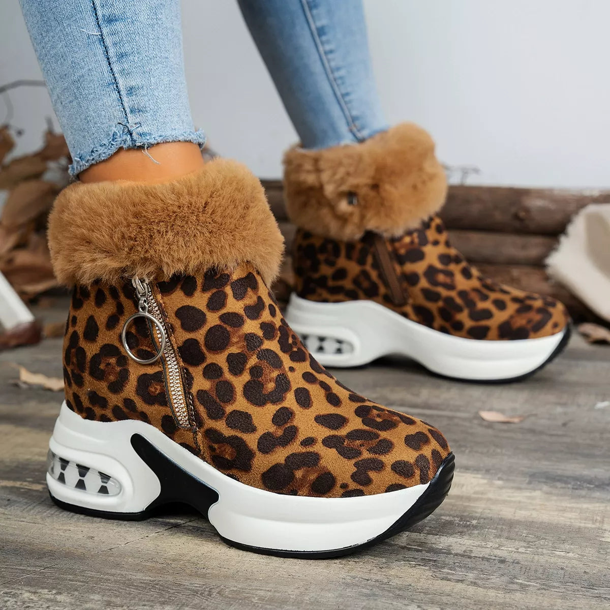 Fuzzy Side Zipper Platform Ankle Boots New Era Fashion LLc