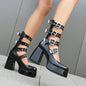Sweet Cool Chunky Heel High Heel Leather Shoes See size chart under “more details” The Fashion Celestial