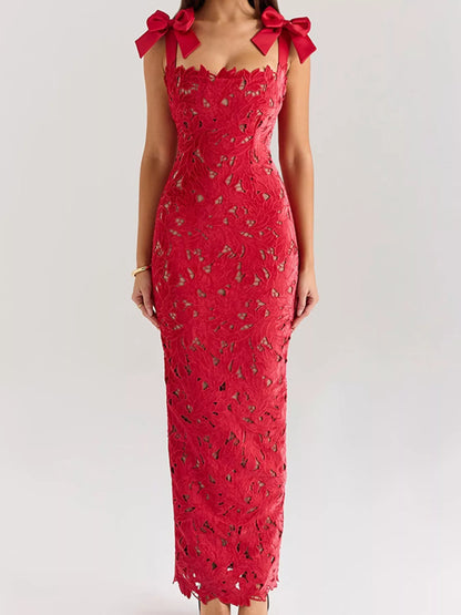 Slit Tie Shoulder Maxi Dress New Era Fashion LLc