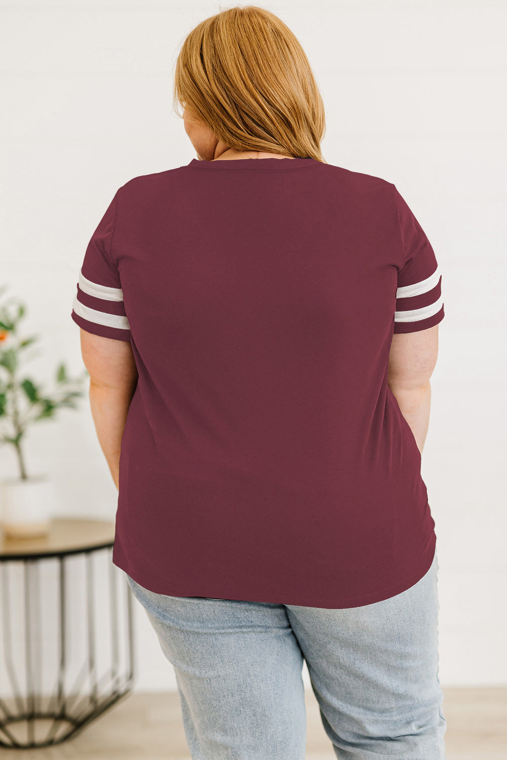 Plus Size Striped V-Neck Tee Shirt See size chart under “more details” The Fashion Celestial