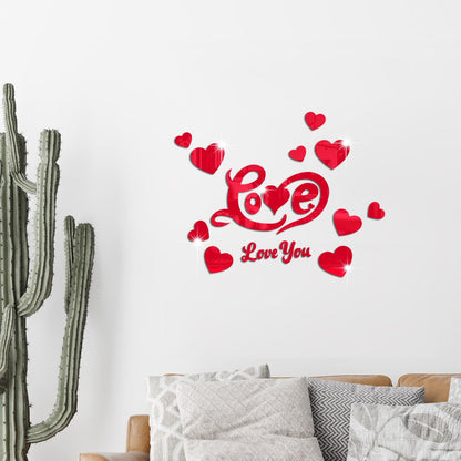 Cross-border Export Love Mirror Acrylic Wall Sticker for Bedroom and Living Room Decor