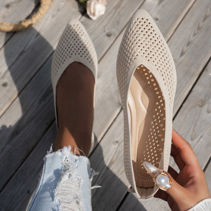 Women's Pointed Toe Flyknit Slip-On Loafers – Flat Casual Shoes FitiqueFit