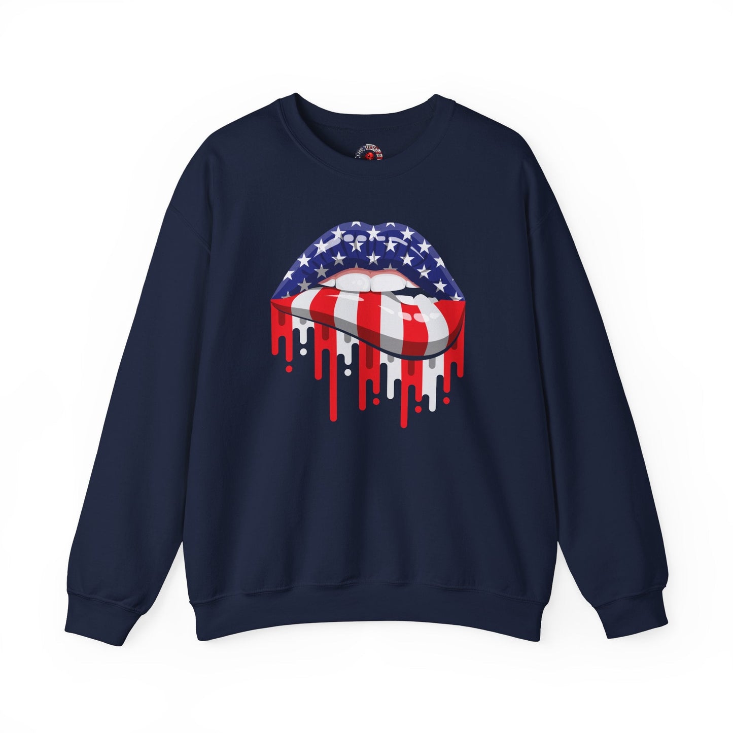 American Flag Lips Crewneck Sweatshirt The Devil's Pickle