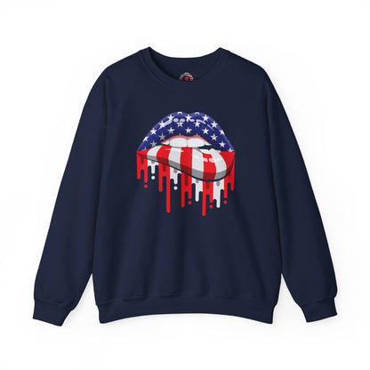 American Flag Lips Crewneck Sweatshirt The Devil's Pickle