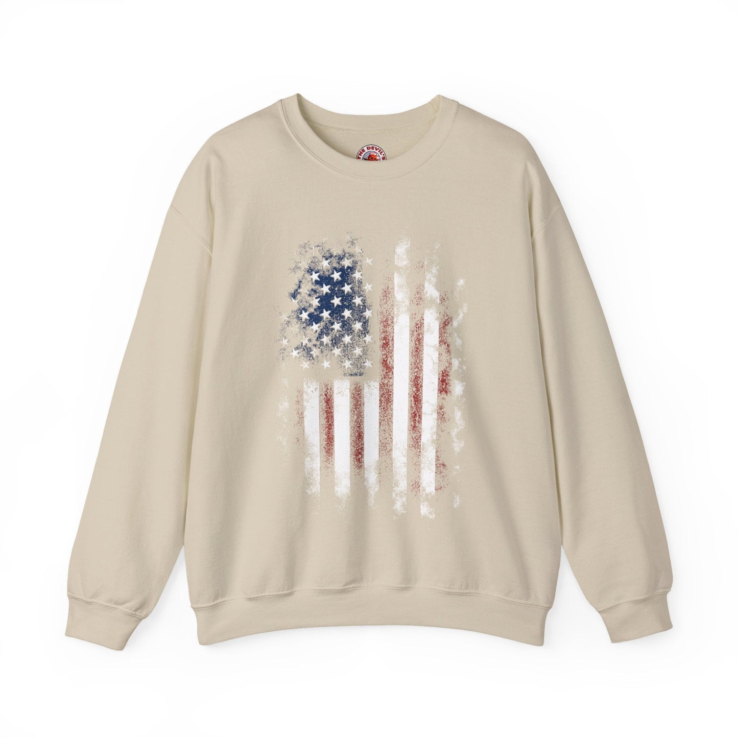Distressed American Flag Crewneck Sweatshirt The Devil's Pickle