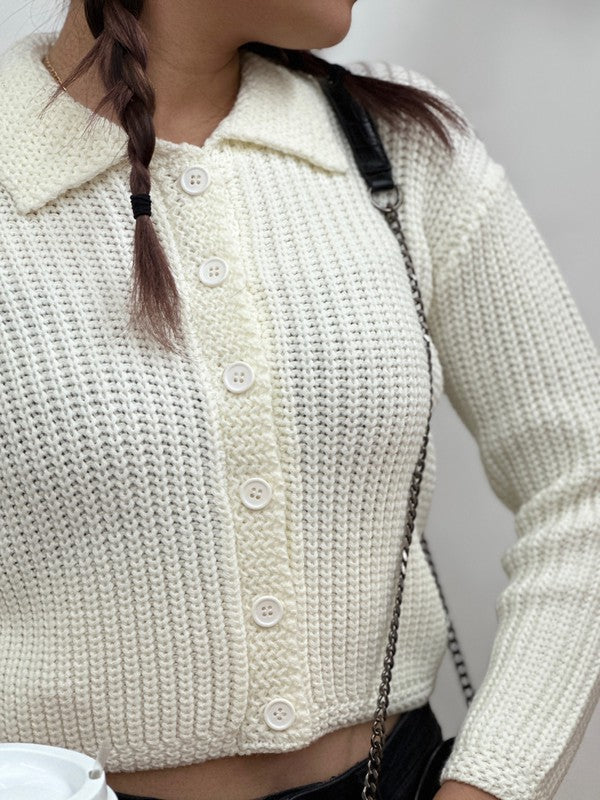 Button Down Vintage Crop Sweater Cardigan w/Collar Shop Style & More | Fresh Looks, Everyday Deals & Free Shipping
