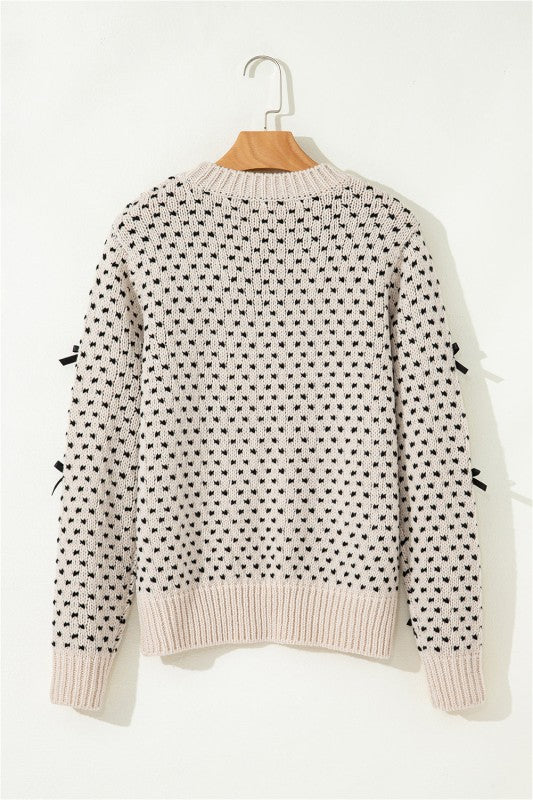 Bow Ribbed Edge Crewneck Long Sleeve Sweater Shop Style & More | Fresh Looks, Everyday Deals & Free Shipping