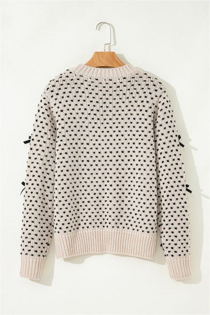 Bow Ribbed Edge Crewneck Long Sleeve Sweater Shop Style & More | Fresh Looks, Everyday Deals & Free Shipping