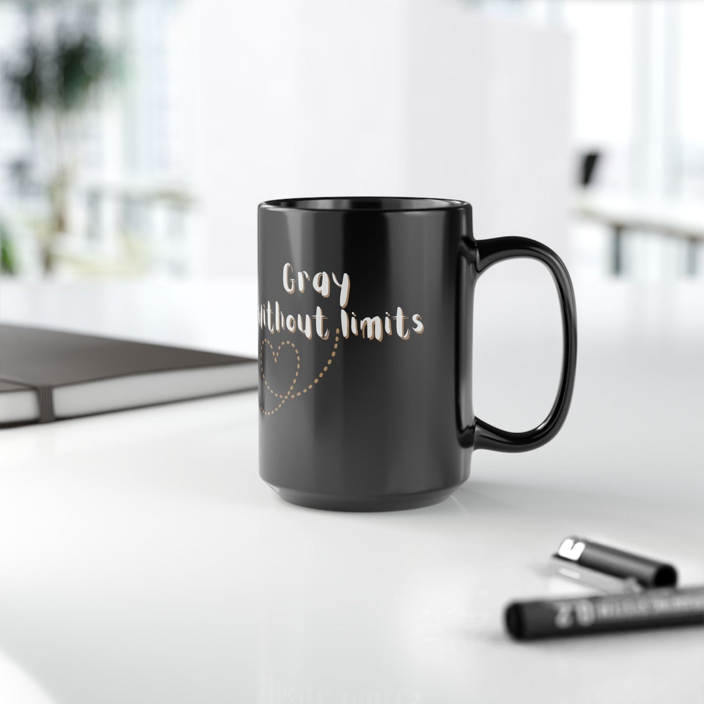 Gray Without Limits Inspirational Mug - 15oz Black Coffee Cup Grayceful LLC