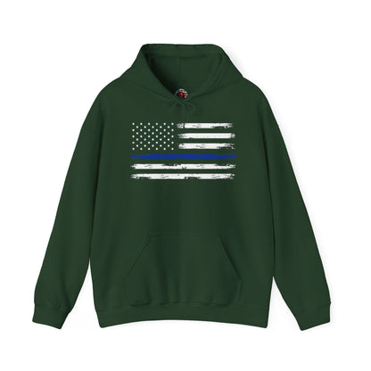 Thin Blue Line American Flag Hooded Sweatshirt The Devil's Pickle