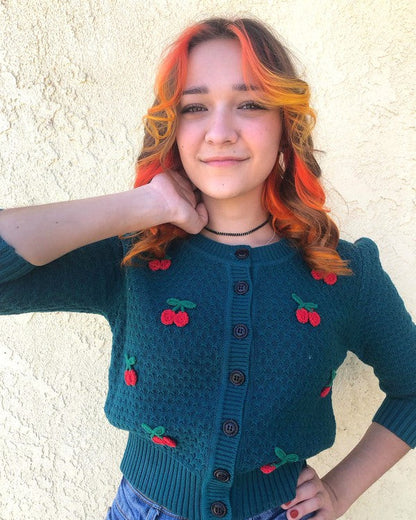 Cherry Crochet Pom Pom Cropped Cardigan Sweater Shop Style & More | Fresh Looks, Everyday Deals & Free Shipping