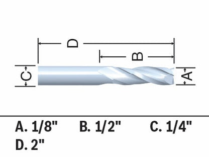 BOSCH 85908MC 1/8 In. x 1/2 In. Solid Carbide Double-Flute Upcut Spiral Router Bit VM Hardware