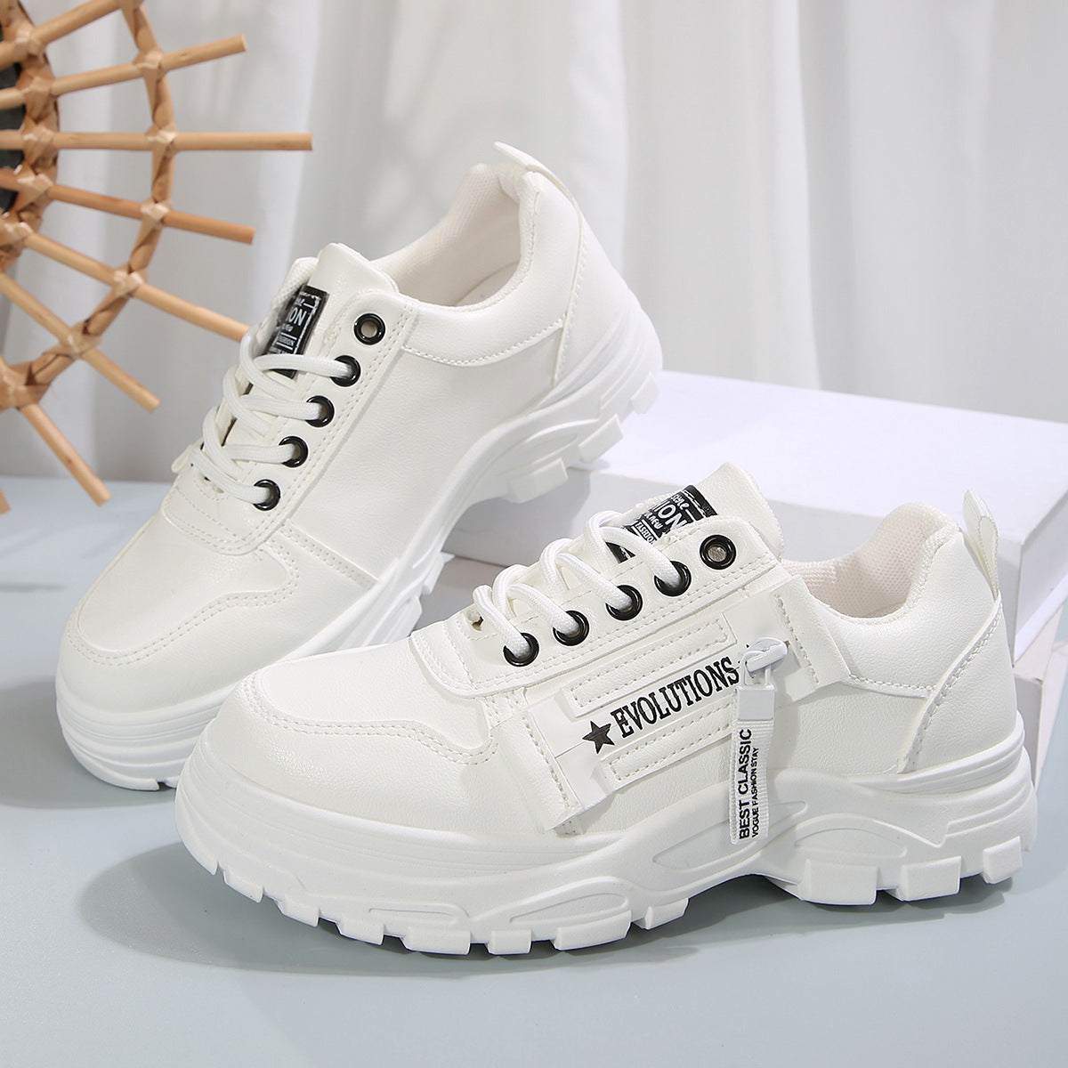 Women’s Lace‑Up Side‑Zipper Sports Sneakers FitiqueFit
