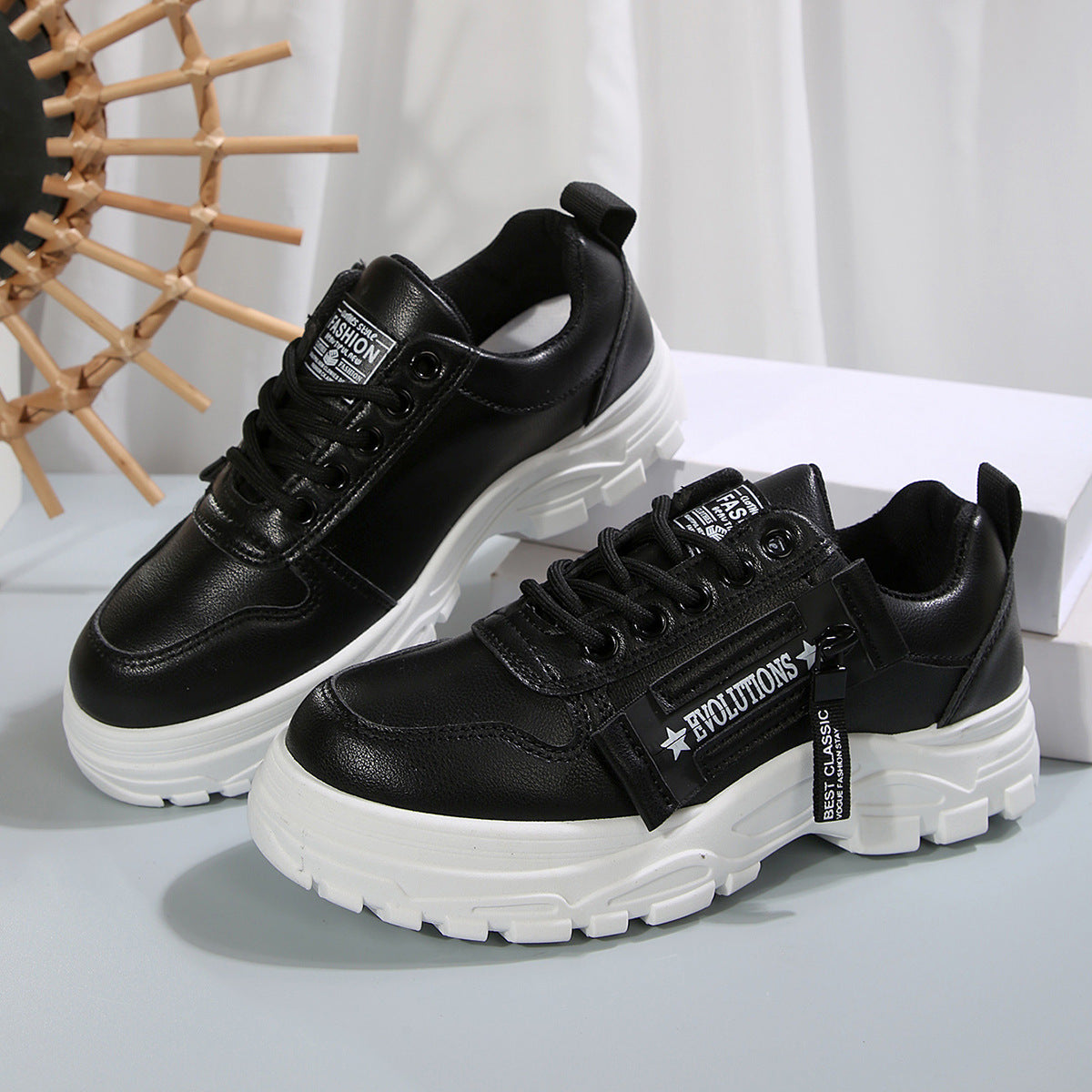 Women’s Lace‑Up Side‑Zipper Sports Sneakers FitiqueFit
