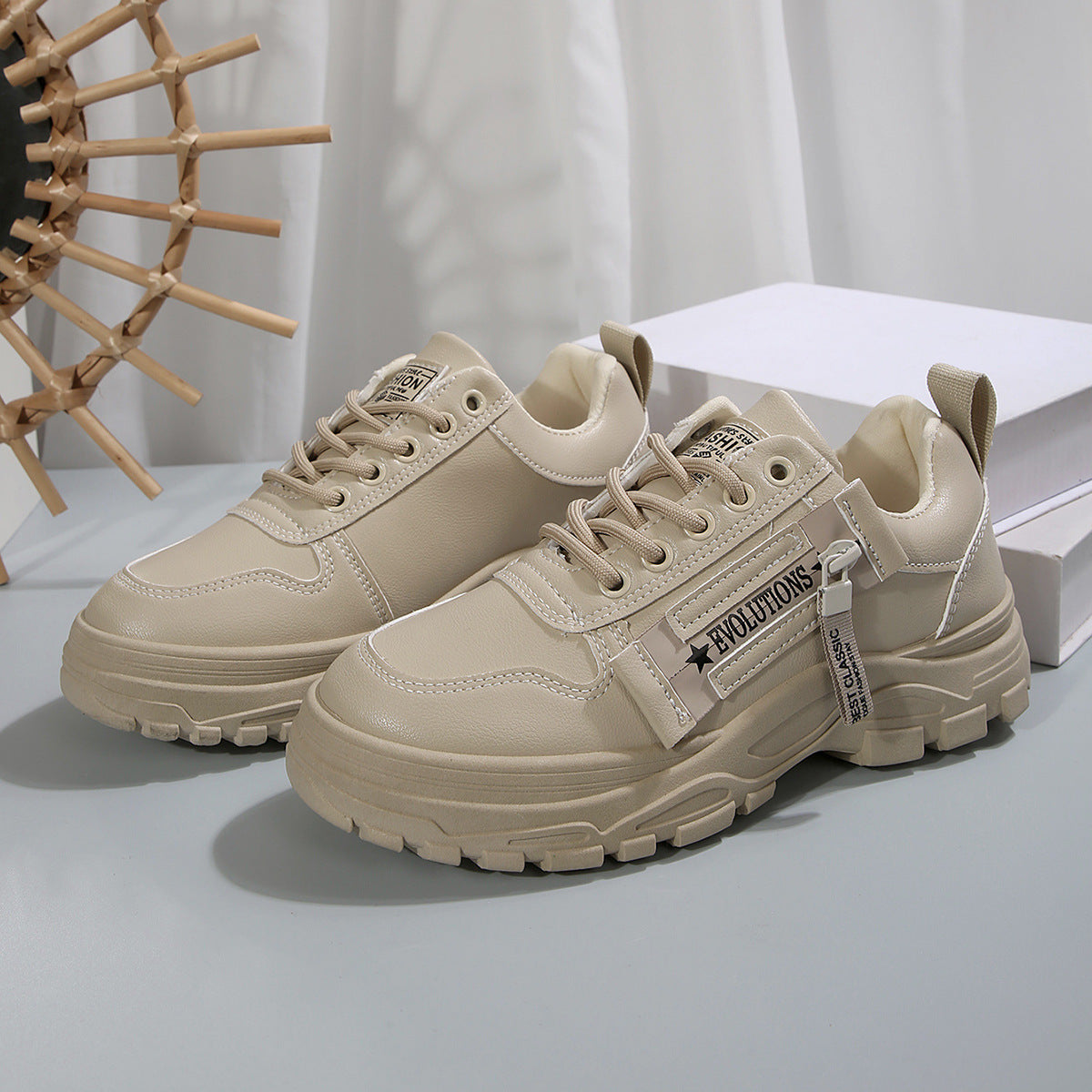 Women’s Lace‑Up Side‑Zipper Sports Sneakers FitiqueFit