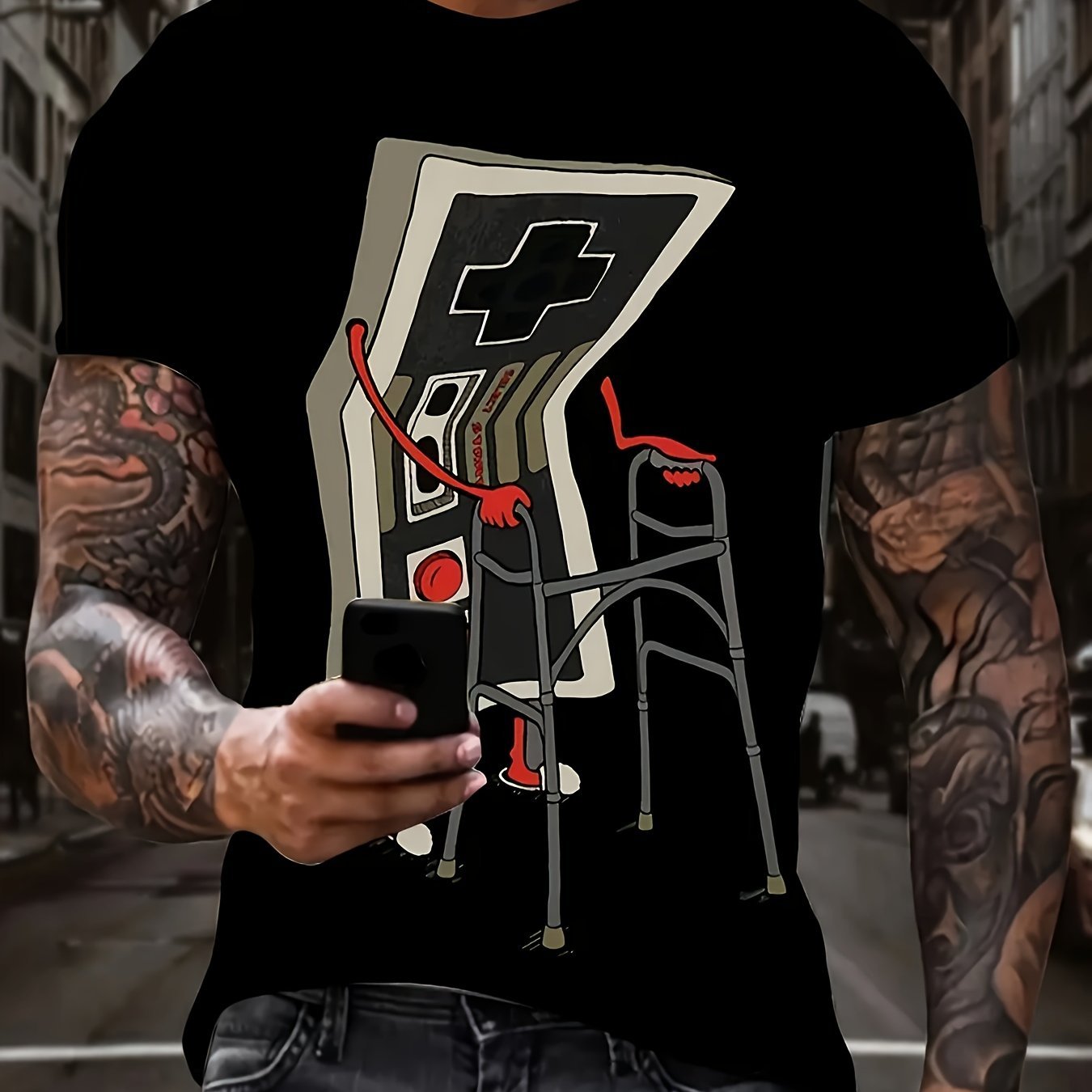 Game Controller Graphic Shirt for Men – Plus Size Streetwear Tee FitiqueFit