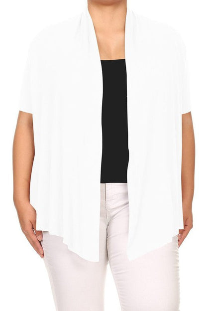 Plus Solid Waist length caedigan Loose fit Shop Style & More | Fresh Looks, Everyday Deals & Free Shipping