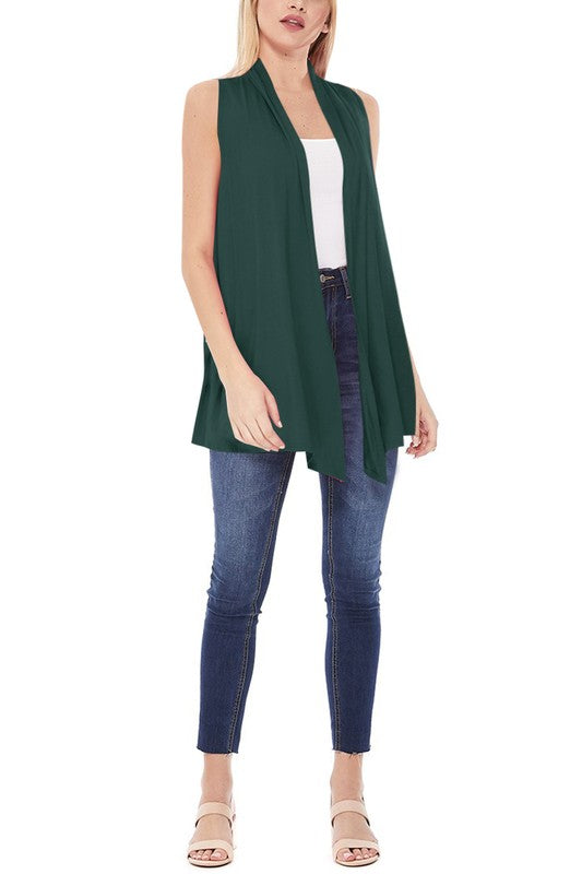 Solid, long body open front vest in a loose fit Shop Style & More | Fresh Looks, Everyday Deals & Free Shipping