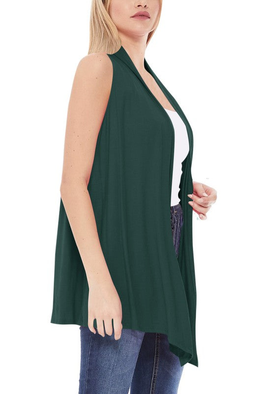 Solid, long body open front vest in a loose fit Shop Style & More | Fresh Looks, Everyday Deals & Free Shipping