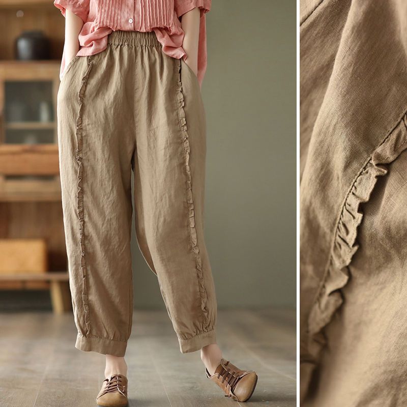 Women's High-Waist Solid-Color Capri Harem Pants FitiqueFit