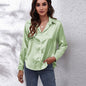 Hot Style In-Kind Shooting Satin Shirt Women'S Satin Imitation Long-Sleeved Shirt New European And American Cross-Border Women'S Clothing NovaCart