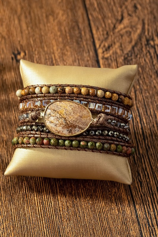 34 inch 5 wraps natural stone boho bracelet Shop Style & More | Fresh Looks, Everyday Deals & Free Shipping