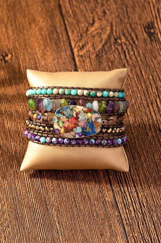 34 inch 5 wraps natural stone boho bracelet Shop Style & More | Fresh Looks, Everyday Deals & Free Shipping