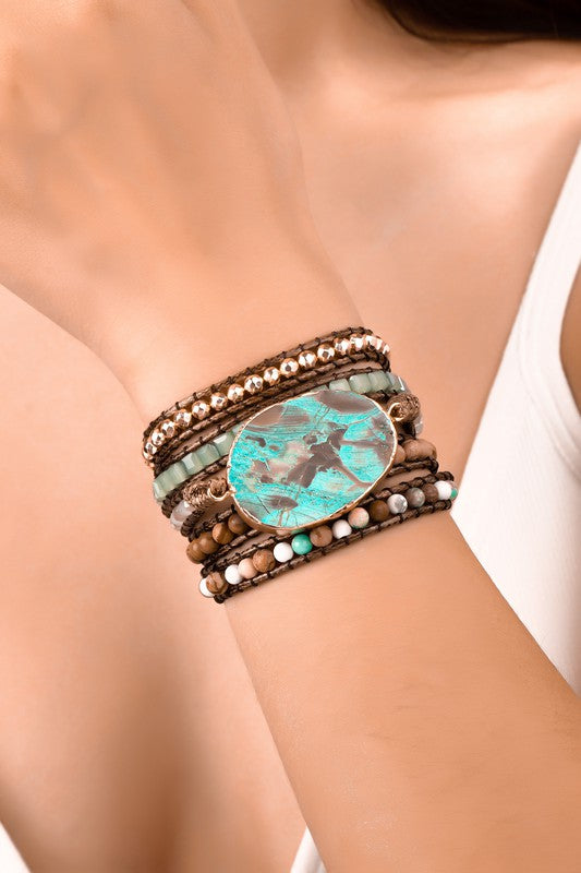 34 inch 5 wraps natural stone boho bracelet Shop Style & More | Fresh Looks, Everyday Deals & Free Shipping