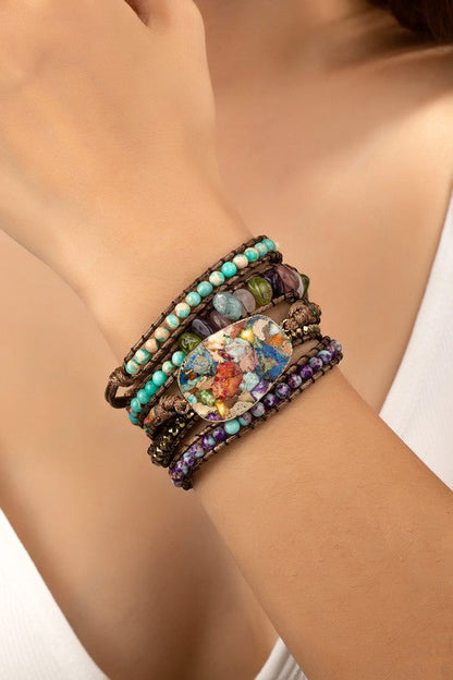 34 inch 5 wraps natural stone boho bracelet Shop Style & More | Fresh Looks, Everyday Deals & Free Shipping