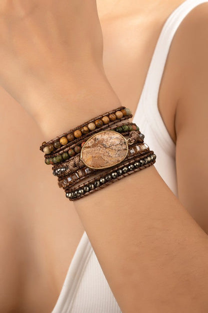 34 inch 5 wraps natural stone boho bracelet Shop Style & More | Fresh Looks, Everyday Deals & Free Shipping