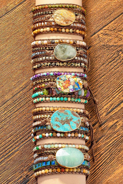 34 inch 5 wraps natural stone boho bracelet Shop Style & More | Fresh Looks, Everyday Deals & Free Shipping