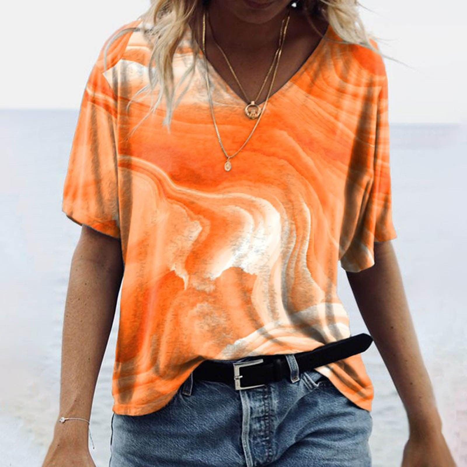 Women's Spring Glitzy V-Neck Short Sleeved Marble Print Top Country in My Heart