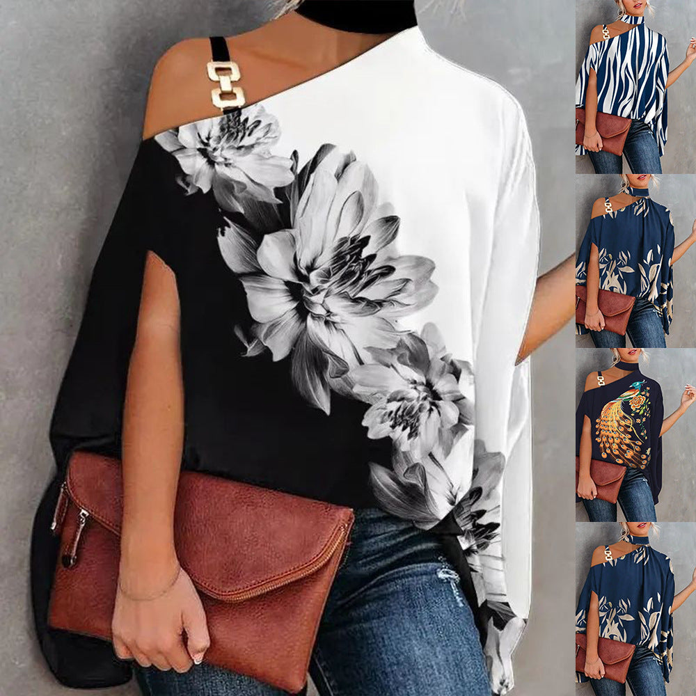 Women's V-Neck Printed Off-Shoulder Vest Top | 6 Prints S–XXL FitiqueFit