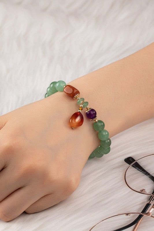Stretch green agate bracelet red charm drop Shop Style & More | Fresh Looks, Everyday Deals & Free Shipping