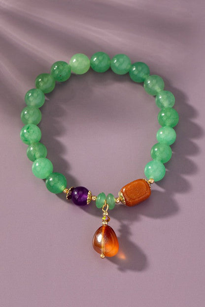 Stretch green agate bracelet red charm drop Shop Style & More | Fresh Looks, Everyday Deals & Free Shipping