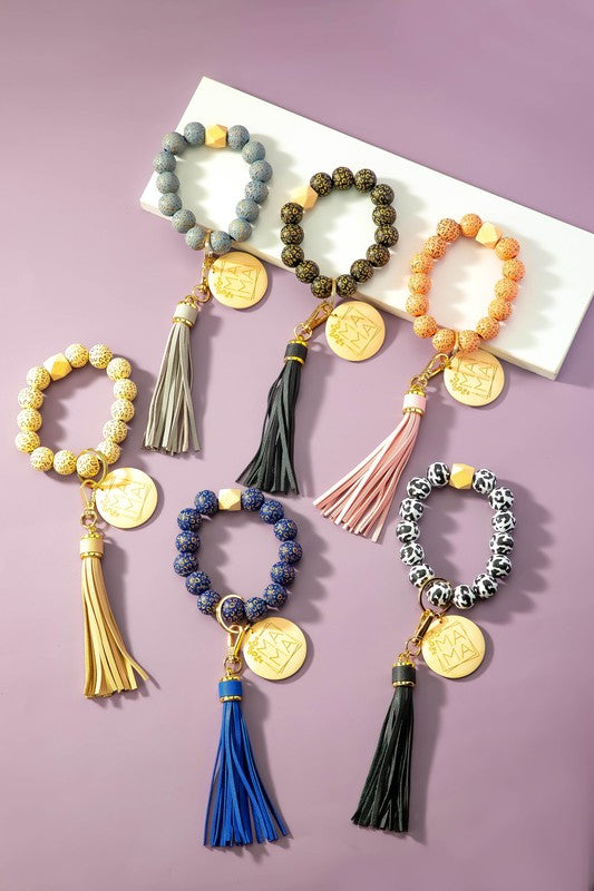 Etched animal wood bead wristlet mama key chain Shop Style & More | Fresh Looks, Everyday Deals & Free Shipping