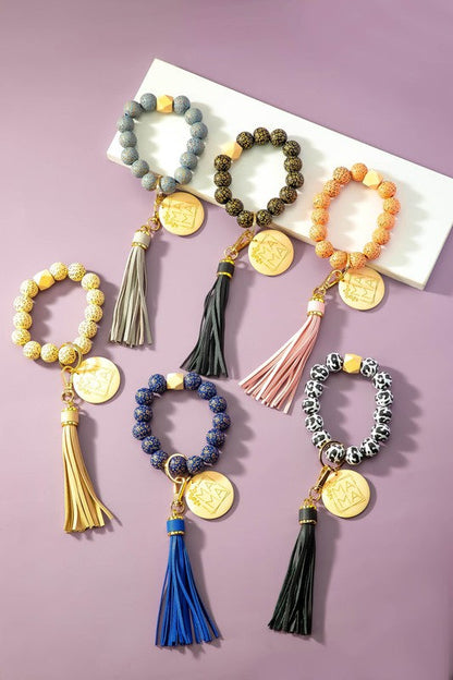 Etched animal wood bead wristlet mama key chain Shop Style & More | Fresh Looks, Everyday Deals & Free Shipping